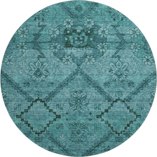 Piper Looms Mayfield Floral AMF842 Teal Machine Washable Area Rug Round Main Image