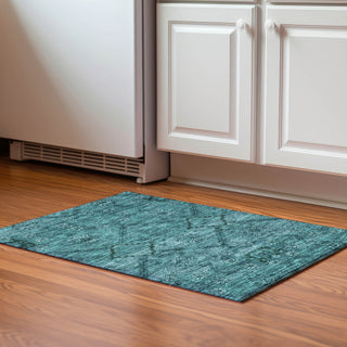 Piper Looms Mayfield Floral AMF842 Teal Machine Washable Area Rug Scatter Lifestyle Image Feature