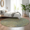 Piper Looms Mayfield Modern AMF843 Green Machine Washable Area Rug Round Lifestyle Image Feature