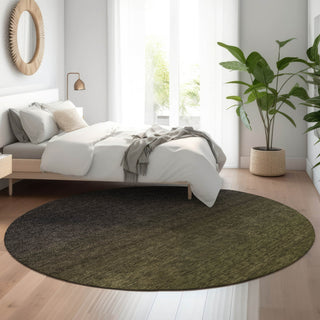 Piper Looms Mayfield Modern AMF844 Olive Machine Washable Area Rug Round Lifestyle Image Feature