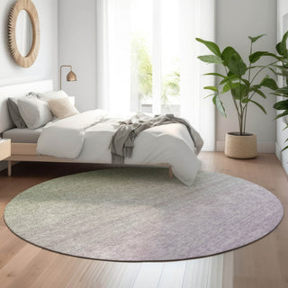 Piper Looms Mayfield Ombre AMF845 Aloe Machine Washable Area Rug Round Lifestyle Image Feature