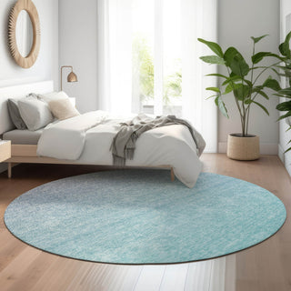Piper Looms Mayfield Ombre AMF845 Sky Machine Washable Area Rug Round Lifestyle Image Feature