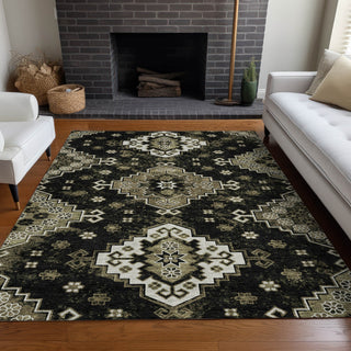 Piper Looms Mayfield Medallions AMF846 Black Machine Washable Area Rug Lifestyle Image Feature