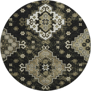 Piper Looms Mayfield Medallions AMF846 Black Machine Washable Area Rug Round Main Image