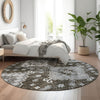 Piper Looms Mayfield Medallions AMF846 Chocolate Machine Washable Area Rug Round Lifestyle Image Feature