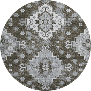 Piper Looms Mayfield Medallions AMF846 Chocolate Machine Washable Area Rug Round Main Image