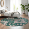 Piper Looms Mayfield Medallions AMF846 Emerald Machine Washable Area Rug Round Lifestyle Image Feature