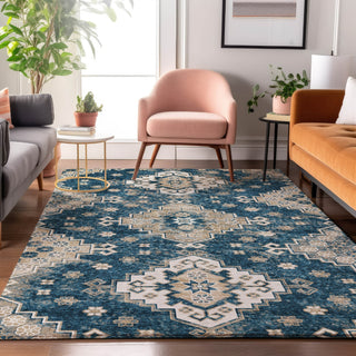Piper Looms Mayfield Medallions AMF846 Navy Machine Washable Area Rug Lifestyle Image Feature