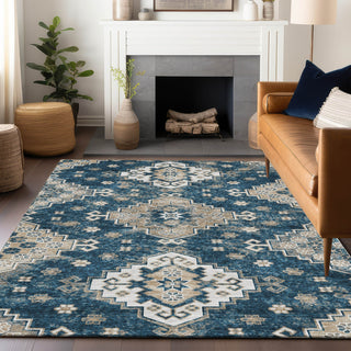 Piper Looms Mayfield Medallions AMF846 Navy Machine Washable Area Rug Lifestyle Image Feature