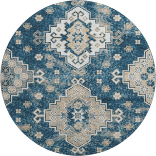 Piper Looms Mayfield Medallions AMF846 Navy Machine Washable Area Rug Round Main Image