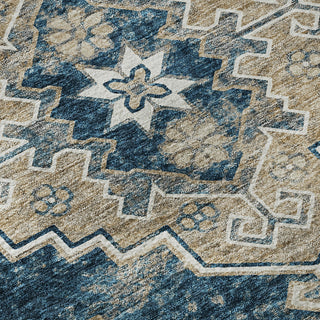 Piper Looms Mayfield Medallions AMF846 Navy Machine Washable Area Rug Swatch Image