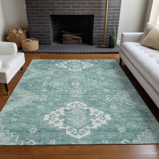 Piper Looms Mayfield Medallions AMF847 Aqua Machine Washable Area Rug Lifestyle Image Feature