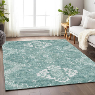 Piper Looms Mayfield Medallions AMF847 Aqua Machine Washable Area Rug Lifestyle Image Feature