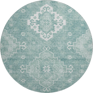 Piper Looms Mayfield Medallions AMF847 Aqua Machine Washable Area Rug Round Main Image
