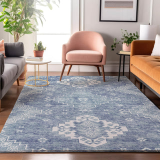 Piper Looms Mayfield Medallions AMF847 Blue Machine Washable Area Rug Lifestyle Image Feature