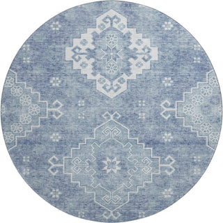 Piper Looms Mayfield Medallions AMF847 Blue Machine Washable Area Rug Round Main Image