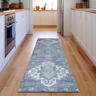 Piper Looms Mayfield Medallions AMF847 Blue Machine Washable Area Rug Runner Lifestyle Image Feature