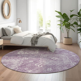 Piper Looms Mayfield Medallions AMF847 Lavender Machine Washable Area Rug Round Lifestyle Image Feature