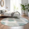 Piper Looms Mayfield Ikat AMF848 Aqua Machine Washable Area Rug Round Lifestyle Image Feature