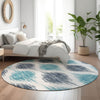 Piper Looms Mayfield Ikat AMF848 Blue Machine Washable Area Rug Round Lifestyle Image Feature