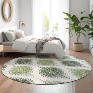 Piper Looms Mayfield Ikat AMF848 Fern Machine Washable Area Rug Round Lifestyle Image Feature