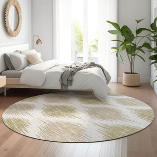 Piper Looms Mayfield Ikat AMF848 Gold Machine Washable Area Rug Round Lifestyle Image Feature