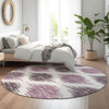 Piper Looms Mayfield Ikat AMF848 Purple Machine Washable Area Rug Round Lifestyle Image Feature