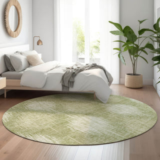 Piper Looms Mayfield Ikat AMF849 Aloe Machine Washable Area Rug Round Lifestyle Image Feature