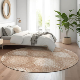 Piper Looms Mayfield Ikat AMF849 Coral Machine Washable Area Rug Round Lifestyle Image Feature