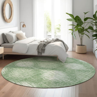 Piper Looms Mayfield Ikat AMF849 Mint Machine Washable Area Rug Round Lifestyle Image Feature