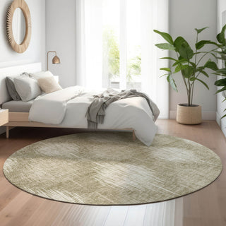 Piper Looms Mayfield Ikat AMF849 Taupe Machine Washable Area Rug Round Lifestyle Image Feature