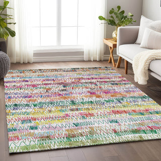 Piper Looms Mayfield Stripes AMF850 Green Machine Washable Area Rug Lifestyle Image Feature