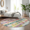 Piper Looms Mayfield Stripes AMF850 Green Machine Washable Area Rug Round Lifestyle Image Feature