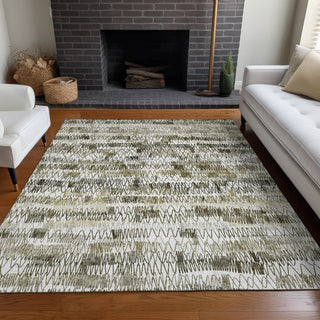 Piper Looms Mayfield Stripes AMF850 Taupe Machine Washable Area Rug Lifestyle Image Feature