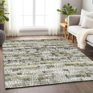Piper Looms Mayfield Stripes AMF850 Taupe Machine Washable Area Rug Lifestyle Image Feature