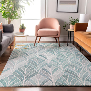 Piper Looms Mayfield Geometric AMF851 Aqua Machine Washable Area Rug Lifestyle Image Feature