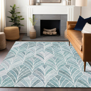 Piper Looms Mayfield Geometric AMF851 Aqua Machine Washable Area Rug Lifestyle Image Feature