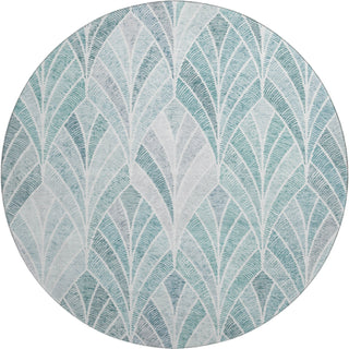 Piper Looms Mayfield Geometric AMF851 Aqua Machine Washable Area Rug Round Main Image