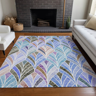 Piper Looms Mayfield Geometric AMF851 Blue Machine Washable Area Rug Lifestyle Image Feature