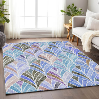 Piper Looms Mayfield Geometric AMF851 Blue Machine Washable Area Rug Lifestyle Image Feature