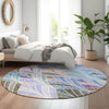 Piper Looms Mayfield Geometric AMF851 Blue Machine Washable Area Rug Round Lifestyle Image Feature
