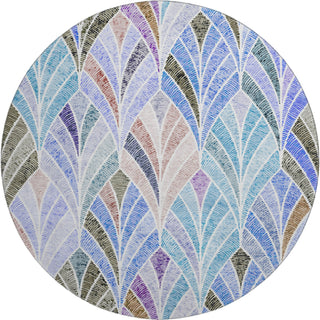 Piper Looms Mayfield Geometric AMF851 Blue Machine Washable Area Rug Round Main Image