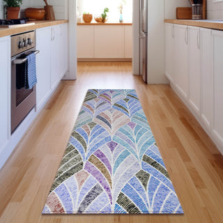 Piper Looms Mayfield Geometric AMF851 Blue Machine Washable Area Rug Runner Lifestyle Image Feature