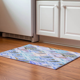 Piper Looms Mayfield Geometric AMF851 Blue Machine Washable Area Rug Scatter Lifestyle Image Feature