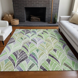 Piper Looms Mayfield Geometric AMF851 Green Machine Washable Area Rug Lifestyle Image Feature