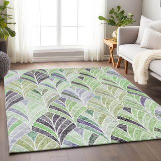 Piper Looms Mayfield Geometric AMF851 Green Machine Washable Area Rug Lifestyle Image Feature