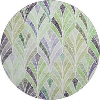 Piper Looms Mayfield Geometric AMF851 Green Machine Washable Area Rug Round Main Image
