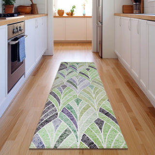 Piper Looms Mayfield Geometric AMF851 Green Machine Washable Area Rug Runner Lifestyle Image Feature