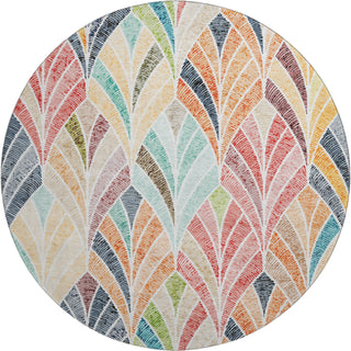 Piper Looms Mayfield Geometric AMF851 Orange Machine Washable Area Rug Round Main Image