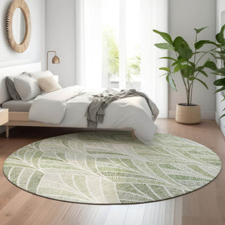 Piper Looms Mayfield Geometric AMF851 Sage Machine Washable Area Rug Round Lifestyle Image Feature